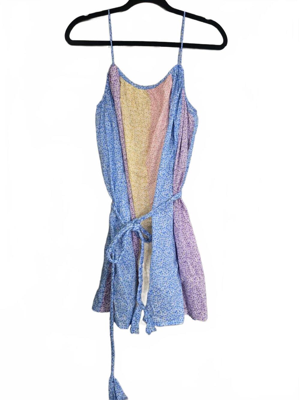 Storia Pastel Multicolor Spaghetti Strap Tie-Waist Mini Dress Size S